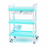 Тележка медицинская (стол манипуляционный) МЕТ SPY-130 (3 полки, 2 ящика, ведро), морская волна